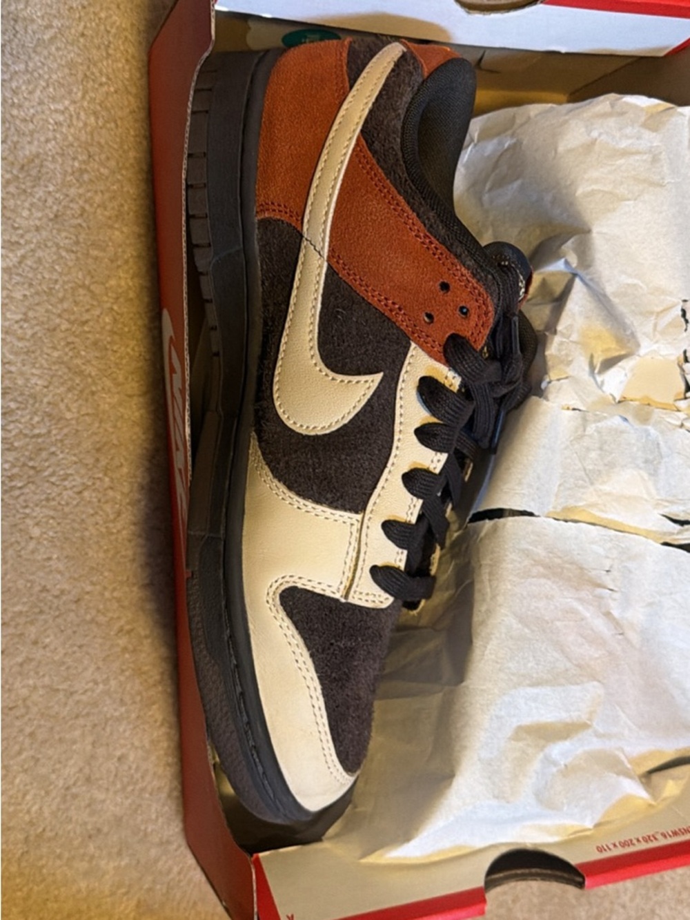 Nike Dunk Low “Red Panda” Velvet Brown/Sanddrift New With Tags